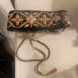 1993 Designs By Sudha Gold Embroidery with Semi-Precious Stones on Velvet Belt